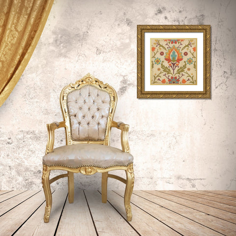 Vintage Damask I Gold Ornate Wood Framed Art Print with Double Matting by Vess, June Erica