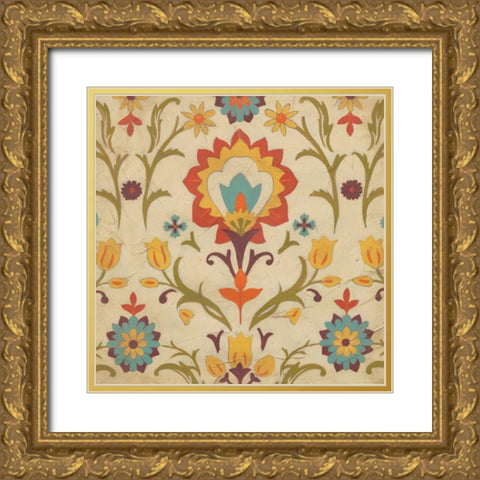Vintage Damask IV Gold Ornate Wood Framed Art Print with Double Matting by Vess, June Erica