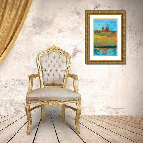Impressionist Meadow I Gold Ornate Wood Framed Art Print with Double Matting by Altug, Mehmet