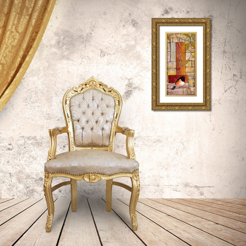 Textured Bird Panel I Gold Ornate Wood Framed Art Print with Double Matting by Altug, Mehmet