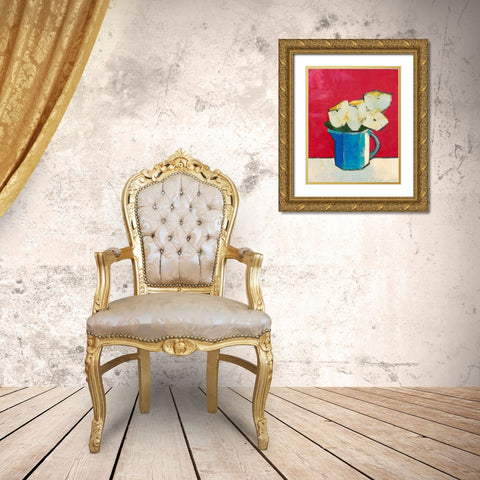 Graphic Vase of Flowers II Gold Ornate Wood Framed Art Print with Double Matting by Altug, Mehmet