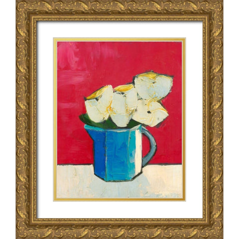 Graphic Vase of Flowers II Gold Ornate Wood Framed Art Print with Double Matting by Altug, Mehmet