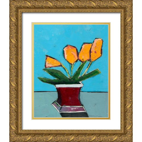 Graphic Vase of Flowers III Gold Ornate Wood Framed Art Print with Double Matting by Altug, Mehmet