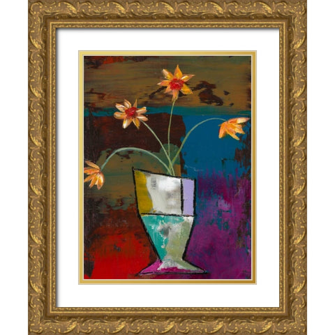 Abstract Expressionist Flowers II Gold Ornate Wood Framed Art Print with Double Matting by Altug, Mehmet