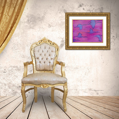 Flying Silhouettes I Gold Ornate Wood Framed Art Print with Double Matting by Altug, Mehmet