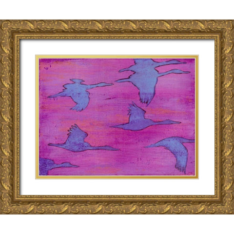 Flying Silhouettes I Gold Ornate Wood Framed Art Print with Double Matting by Altug, Mehmet