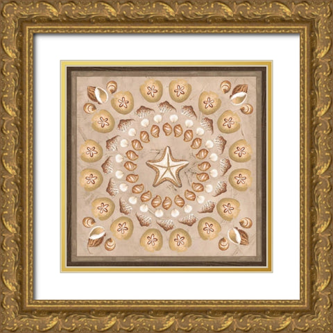 La Mer Medallions I Gold Ornate Wood Framed Art Print with Double Matting by Vess, June Erica