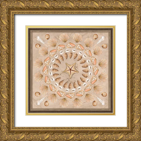 La Mer Medallions II Gold Ornate Wood Framed Art Print with Double Matting by Vess, June Erica