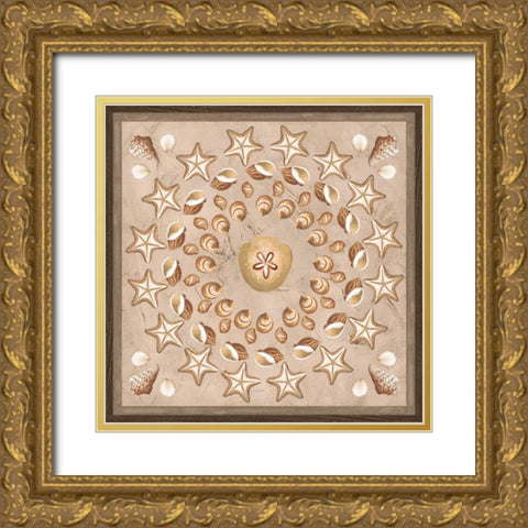 La Mer Medallions III Gold Ornate Wood Framed Art Print with Double Matting by Vess, June Erica