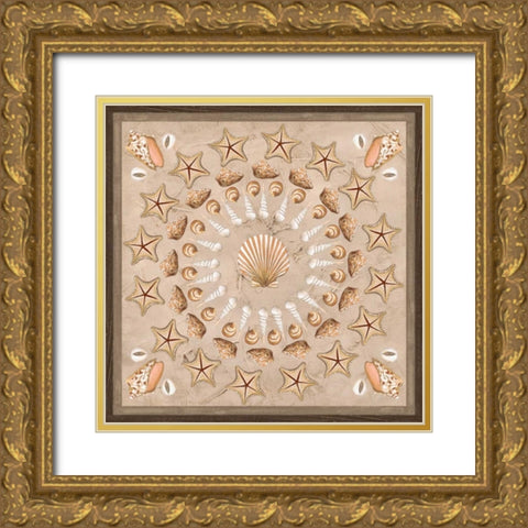 La Mer Medallions IV Gold Ornate Wood Framed Art Print with Double Matting by Vess, June Erica