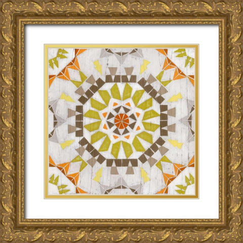 Driftwood Mandala III Gold Ornate Wood Framed Art Print with Double Matting by Vess, June Erica