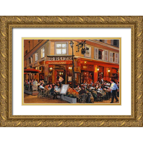Bistro I Gold Ornate Wood Framed Art Print with Double Matting by OToole, Tim