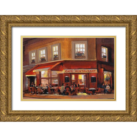 Bistro II Gold Ornate Wood Framed Art Print with Double Matting by OToole, Tim