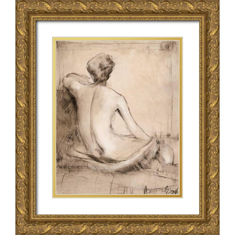 Neutral Nude Study I Gold Ornate Wood Framed Art Print with Double Matting by OToole, Tim