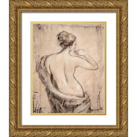 Neutral Nude Study II Gold Ornate Wood Framed Art Print with Double Matting by OToole, Tim
