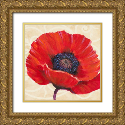 Red Poppy I Gold Ornate Wood Framed Art Print with Double Matting by OToole, Tim