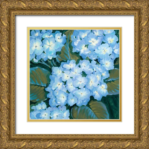 Blue Hydrangeas I Gold Ornate Wood Framed Art Print with Double Matting by OToole, Tim