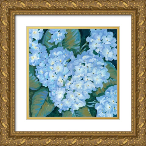 Blue Hydrangeas II Gold Ornate Wood Framed Art Print with Double Matting by OToole, Tim