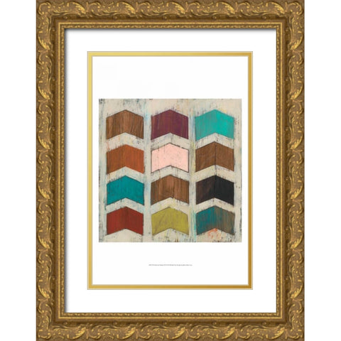 Chevron Matrix II Gold Ornate Wood Framed Art Print with Double Matting by Vess, June Erica