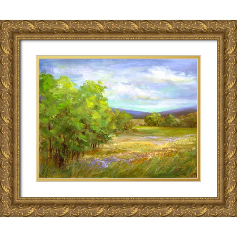 Meadow Flowers Gold Ornate Wood Framed Art Print with Double Matting by Finch, Sheila