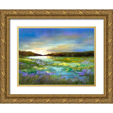 Radiant Evening Gold Ornate Wood Framed Art Print with Double Matting by Finch, Sheila