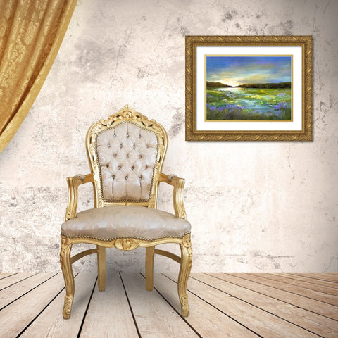 Radiant Evening Gold Ornate Wood Framed Art Print with Double Matting by Finch, Shiela