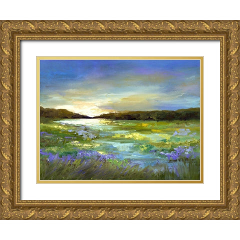 Radiant Evening Gold Ornate Wood Framed Art Print with Double Matting by Finch, Shiela