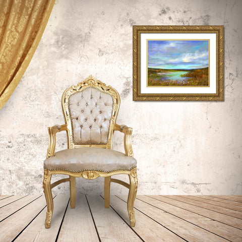Tranquil View Gold Ornate Wood Framed Art Print with Double Matting by Finch, Sheila