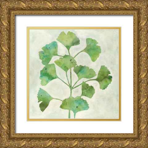 Ginkgo Green I Gold Ornate Wood Framed Art Print with Double Matting by Meagher, Megan