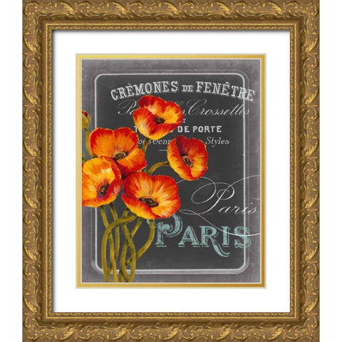 Chalkboard Paris III Gold Ornate Wood Framed Art Print with Double Matting by Studio W