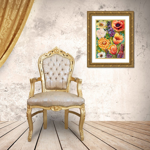Flower Bouquet II Gold Ornate Wood Framed Art Print with Double Matting by OToole, Tim