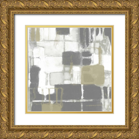 Neutral Quadrants II Gold Ornate Wood Framed Art Print with Double Matting by Goldberger, Jennifer