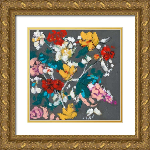 Flower Cascade II Gold Ornate Wood Framed Art Print with Double Matting by Goldberger, Jennifer