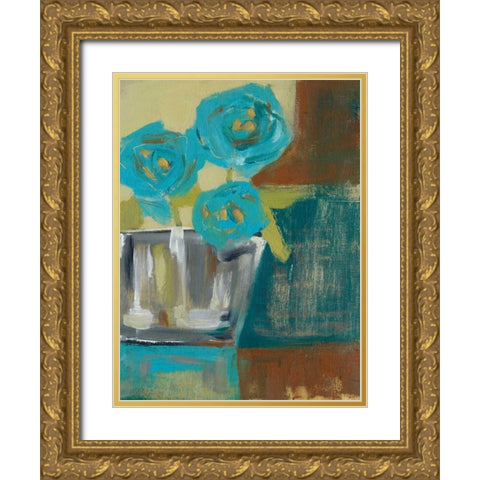 Blue Bud Vase I Gold Ornate Wood Framed Art Print with Double Matting by Goldberger, Jennifer