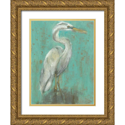 Seaspray Heron I Gold Ornate Wood Framed Art Print with Double Matting by Goldberger, Jennifer