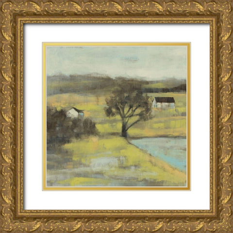 Pastoral Mist II Gold Ornate Wood Framed Art Print with Double Matting by Goldberger, Jennifer
