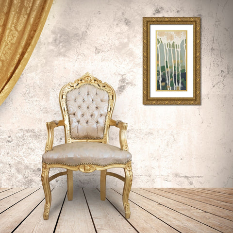 Mosaic Treeline II Gold Ornate Wood Framed Art Print with Double Matting by Goldberger, Jennifer