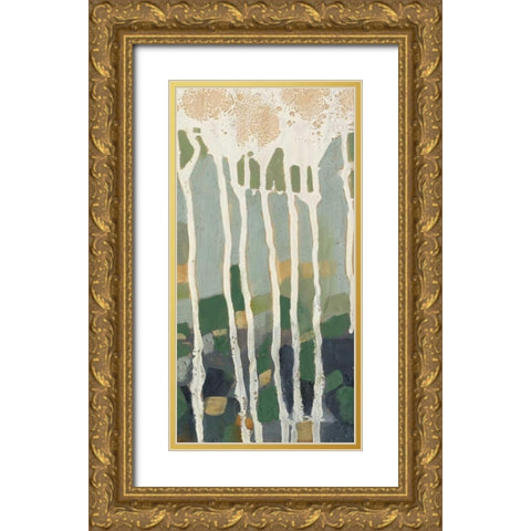 Mosaic Treeline II Gold Ornate Wood Framed Art Print with Double Matting by Goldberger, Jennifer