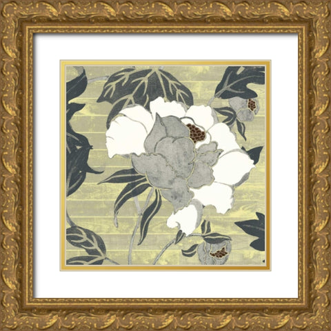 Woodgrain Peony I Gold Ornate Wood Framed Art Print with Double Matting by Studio W