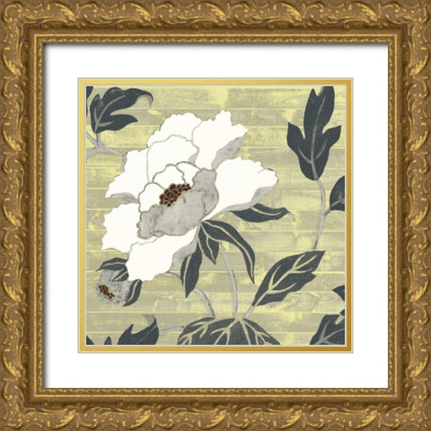 Woodgrain Peony II Gold Ornate Wood Framed Art Print with Double Matting by Studio W