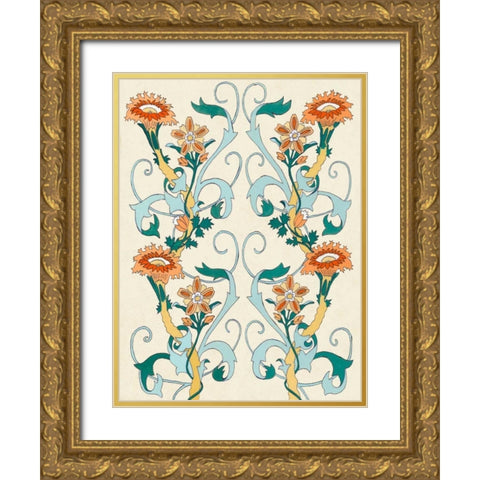 Nouveau Floral Pattern II Gold Ornate Wood Framed Art Print with Double Matting by McCavitt, Naomi