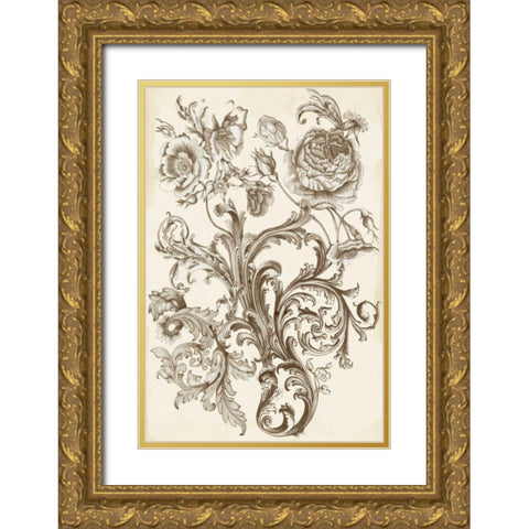 Flora and Filigree II Gold Ornate Wood Framed Art Print with Double Matting by McCavitt, Naomi