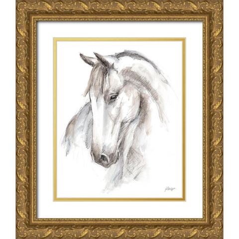 Watercolor Equine Study II Gold Ornate Wood Framed Art Print with Double Matting by Harper, Ethan