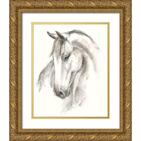 Watercolor Equine Study II Gold Ornate Wood Framed Art Print with Double Matting by Harper, Ethan