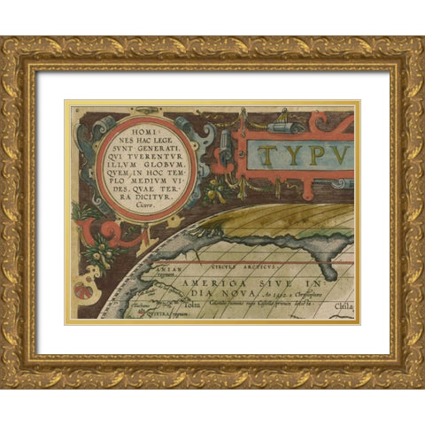 Antique World Map Grid I Gold Ornate Wood Framed Art Print with Double Matting by Vision Studio