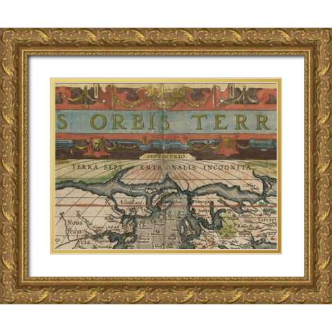 Antique World Map Grid II Gold Ornate Wood Framed Art Print with Double Matting by Vision Studio