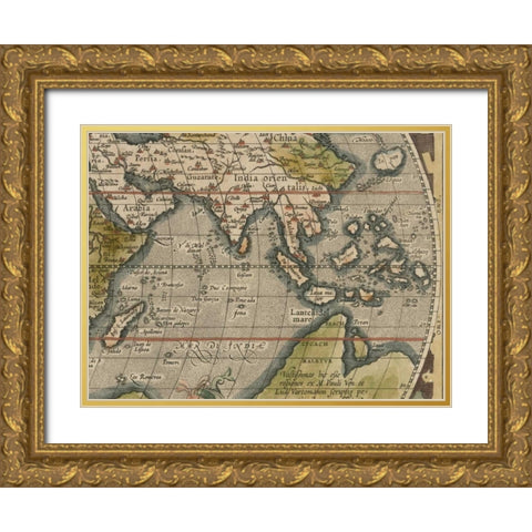 Antique World Map Grid VI Gold Ornate Wood Framed Art Print with Double Matting by Vision Studio