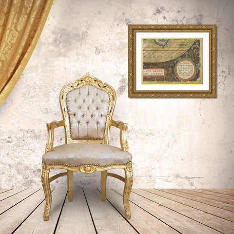 Antique World Map Grid IX Gold Ornate Wood Framed Art Print with Double Matting by Vision Studio