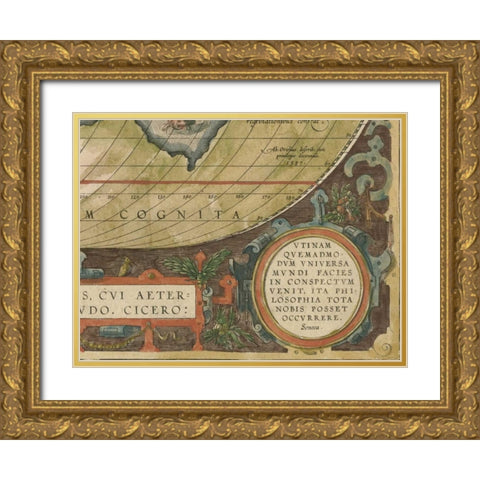 Antique World Map Grid IX Gold Ornate Wood Framed Art Print with Double Matting by Vision Studio