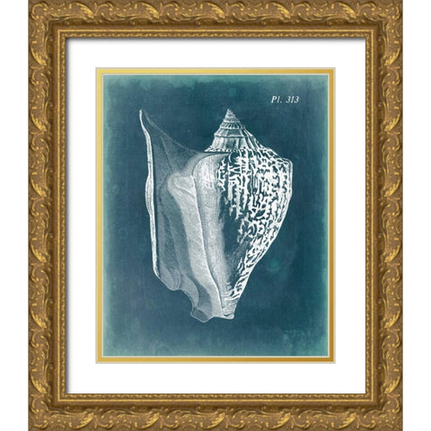 Azure Shell III Gold Ornate Wood Framed Art Print with Double Matting by Vision Studio